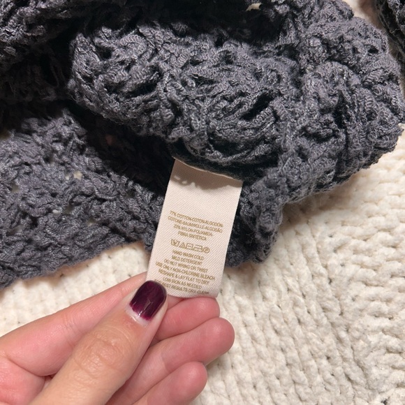 Free People Gray Crochet Pullover Sweater - Picture 4 of 5